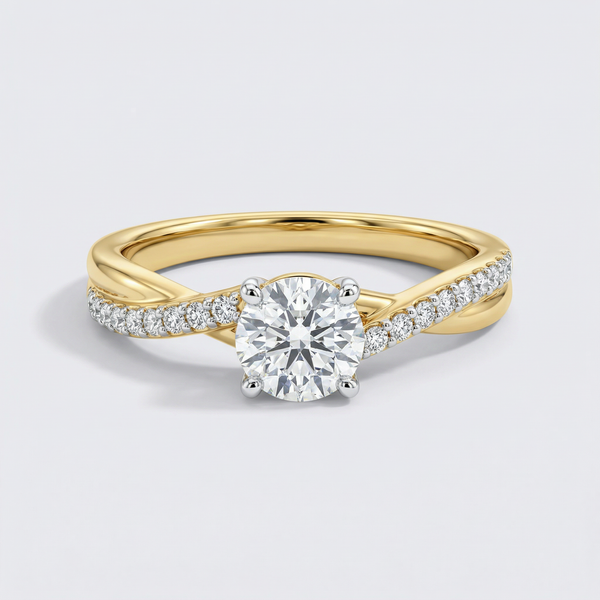 Twisted Pavé Solitaire Lab Grown Diamond Ring