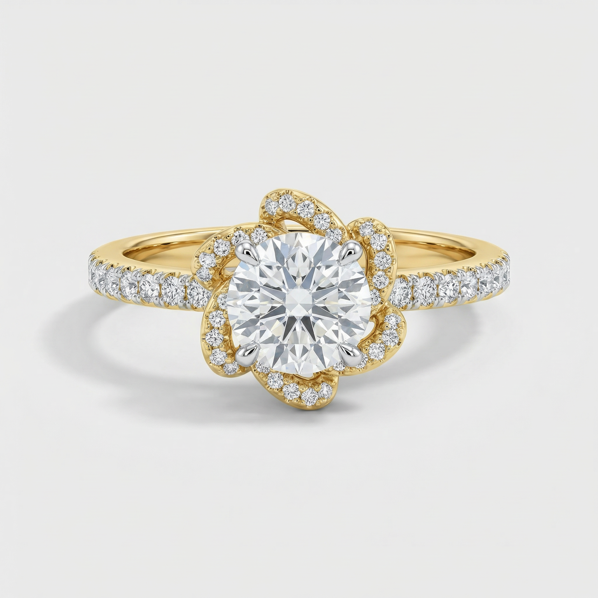 Floral Halo Pavé Lab Grown Diamond Ring