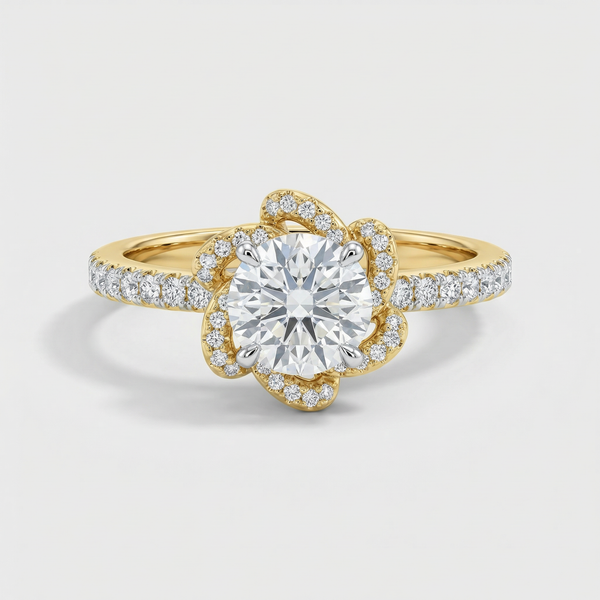 Floral Halo Pavé Lab Grown Diamond Ring