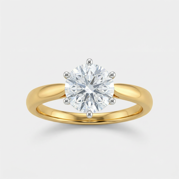 Elevated Six Prong Solitaire Lab Grown Diamond Ring