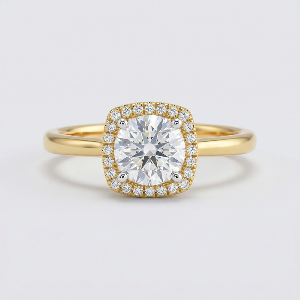 Soft Cushion Halo Lab Grown Diamond Ring