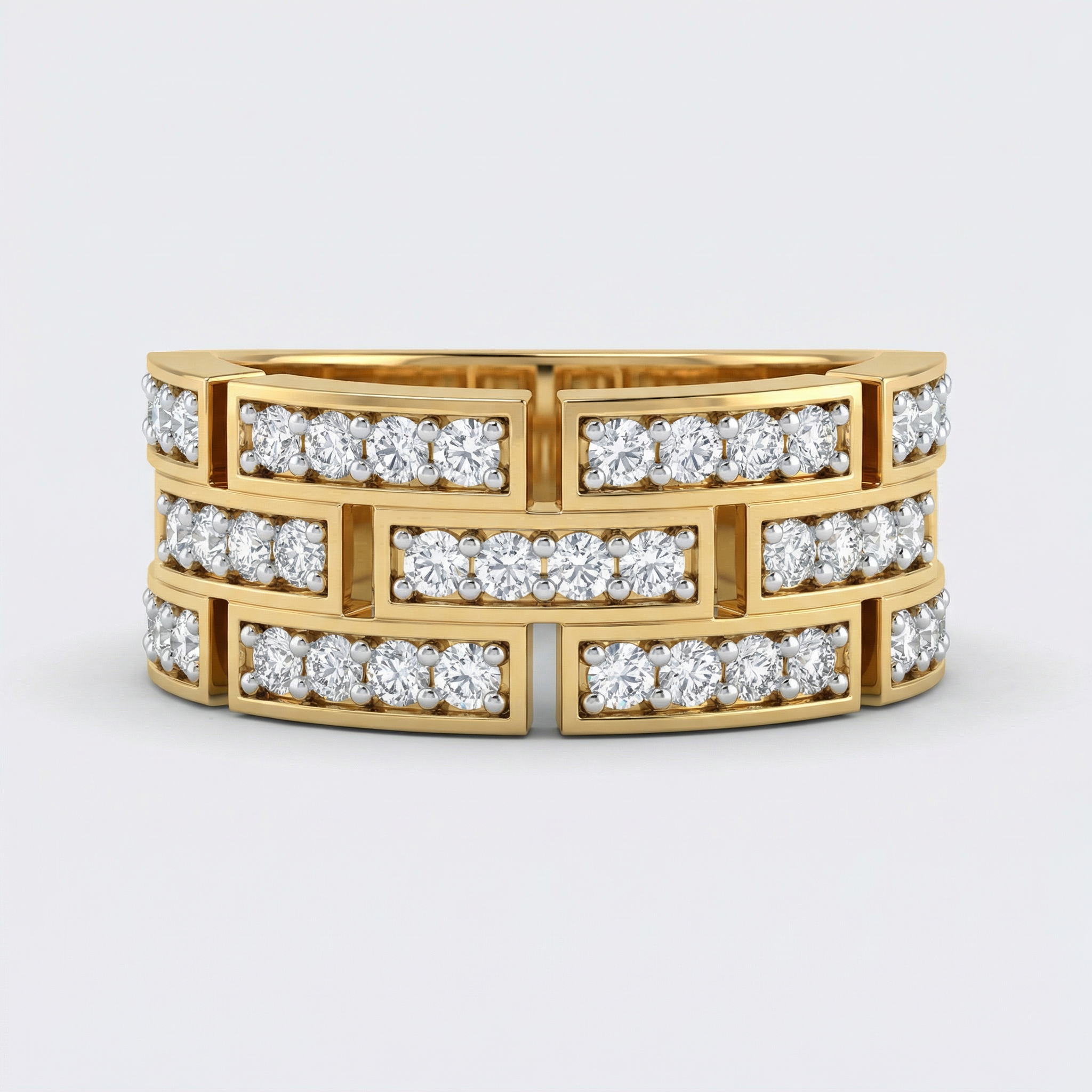 Triple Row Baguette Pav������ Lab Grown Diamond Band