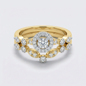 Vintage Floral Accent Halo Lab Grown Diamond Ring