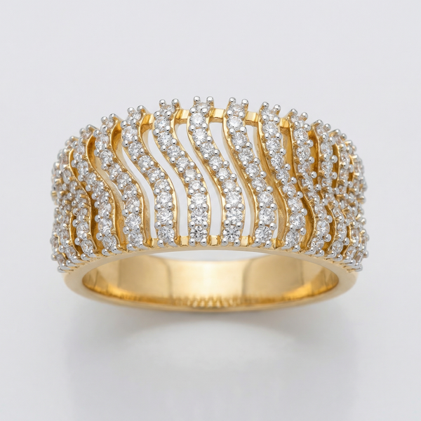 Multi Row Wave Pavé Lab Grown Diamond Ring