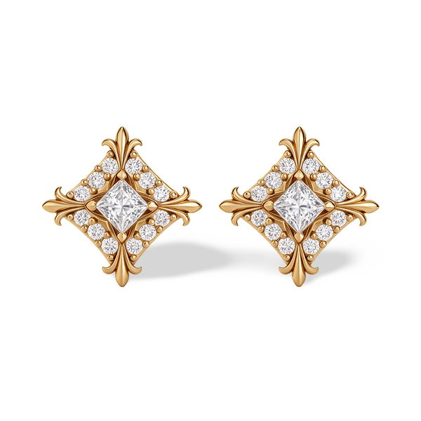 Rhombus Princess Lab-Grown Diamond Stud Earrings