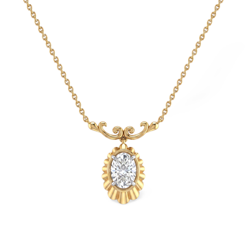 Fluted Edge Oval Lab Grown Diamond Pendant