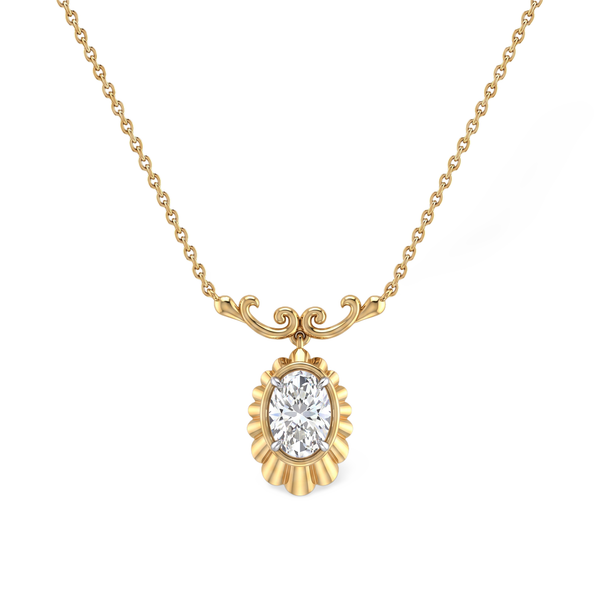 Fluted Edge Oval Lab Grown Diamond Pendant