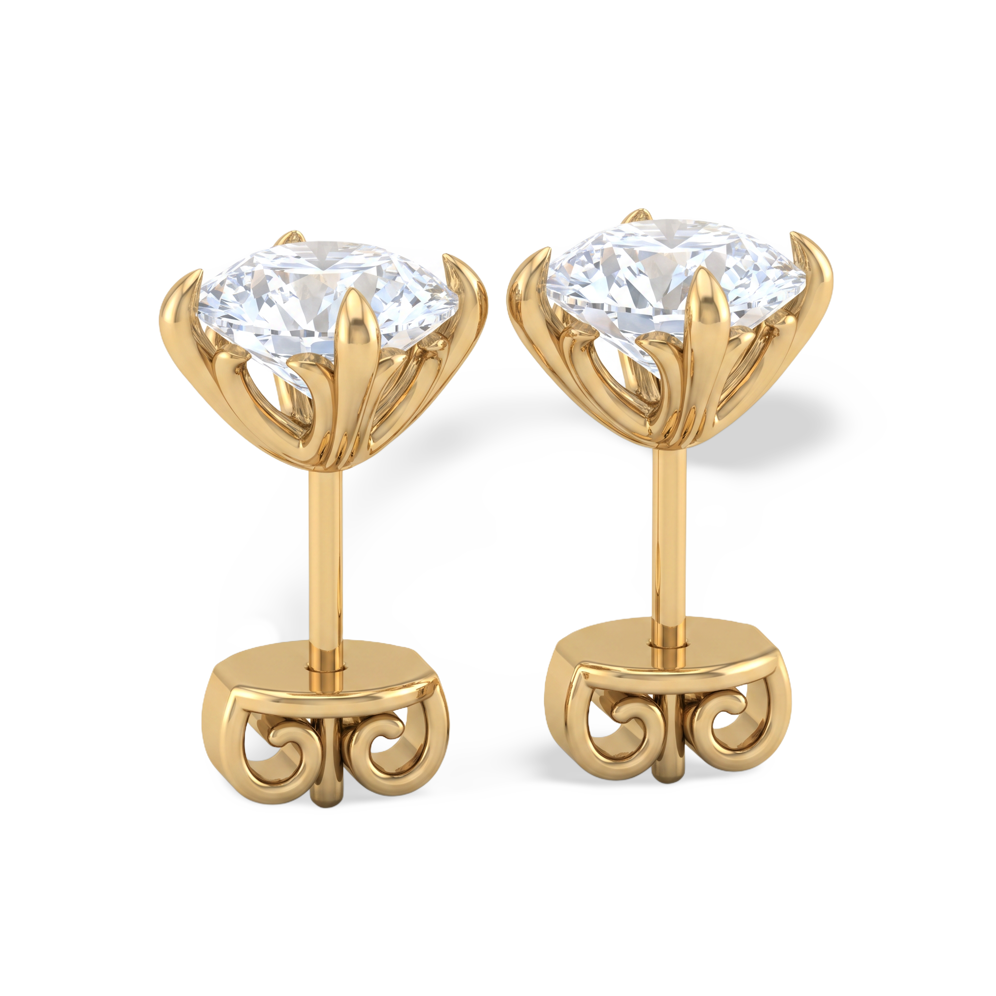 Elegant Floral Basket Diamond Stud