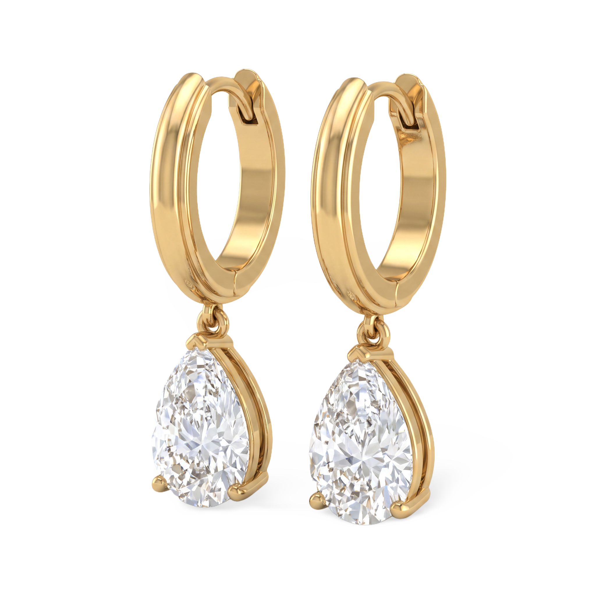Elegant Pear Dangle Hoop Lab Grown Earring