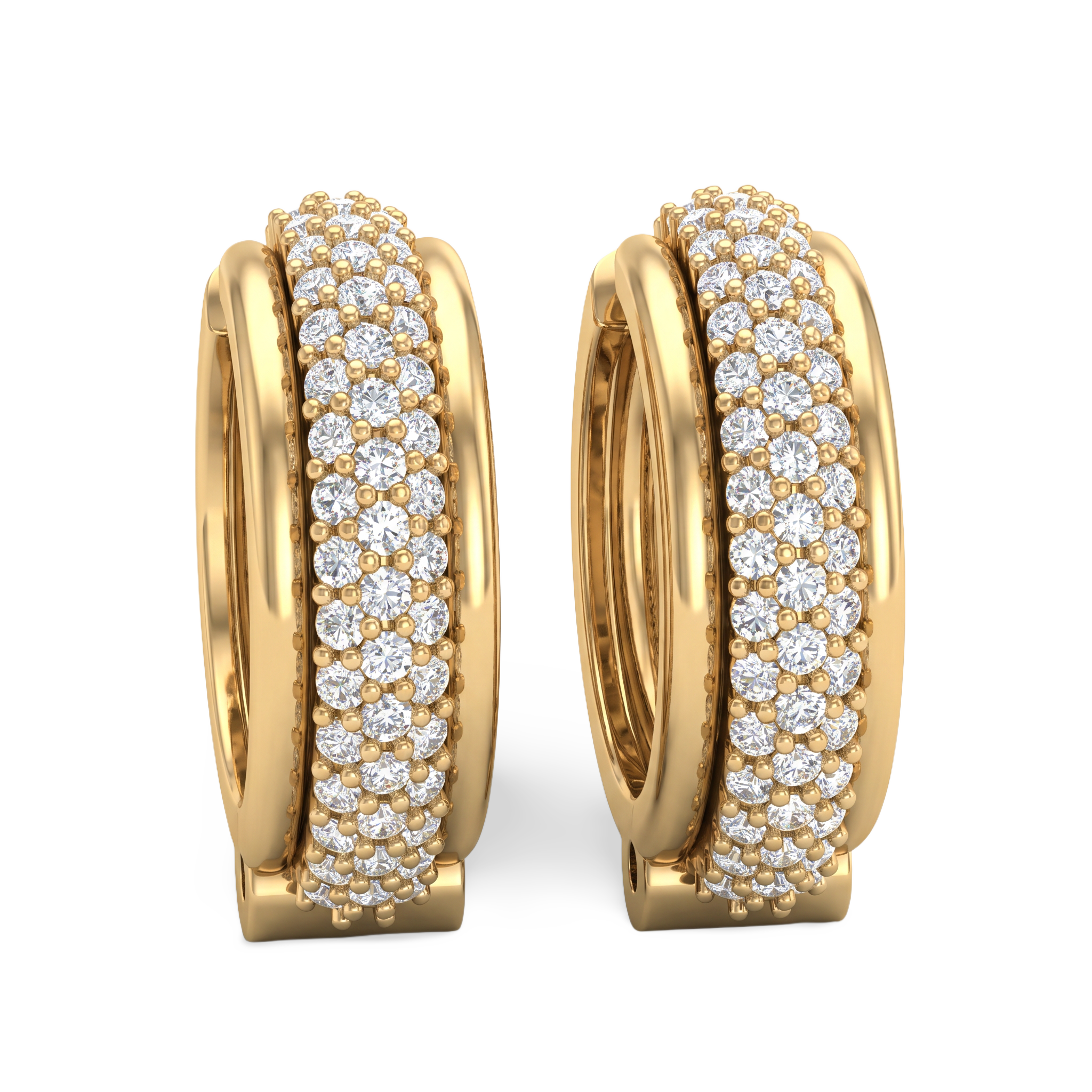 Classic Triple Row Pave Hoop Earring