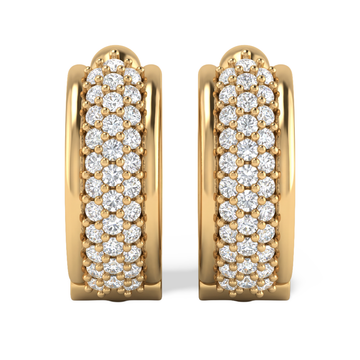 Classic Triple Row Pave Hoop Earring