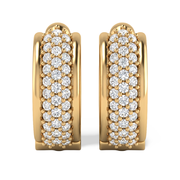 Classic Triple Row Pave Hoop Earring