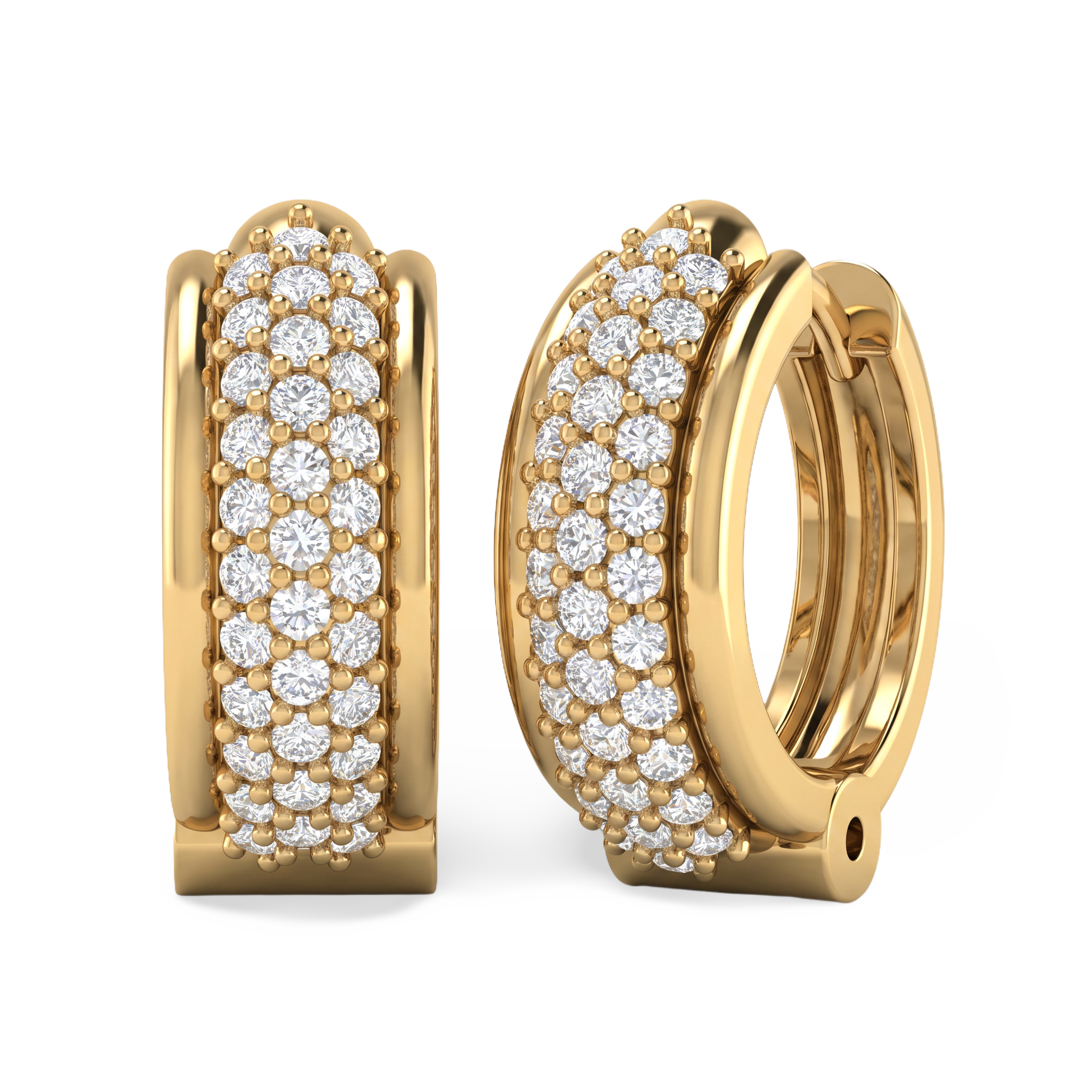 Classic Triple Row Pave Hoop Earring