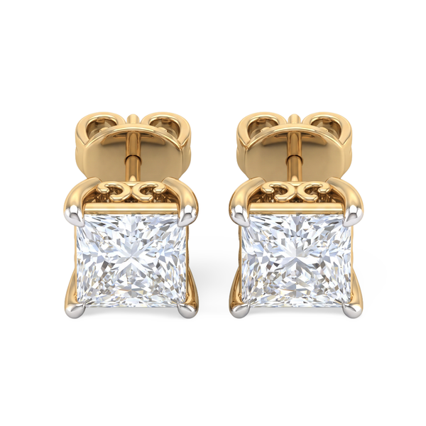 Princess Cut Lattice Diamond Stud