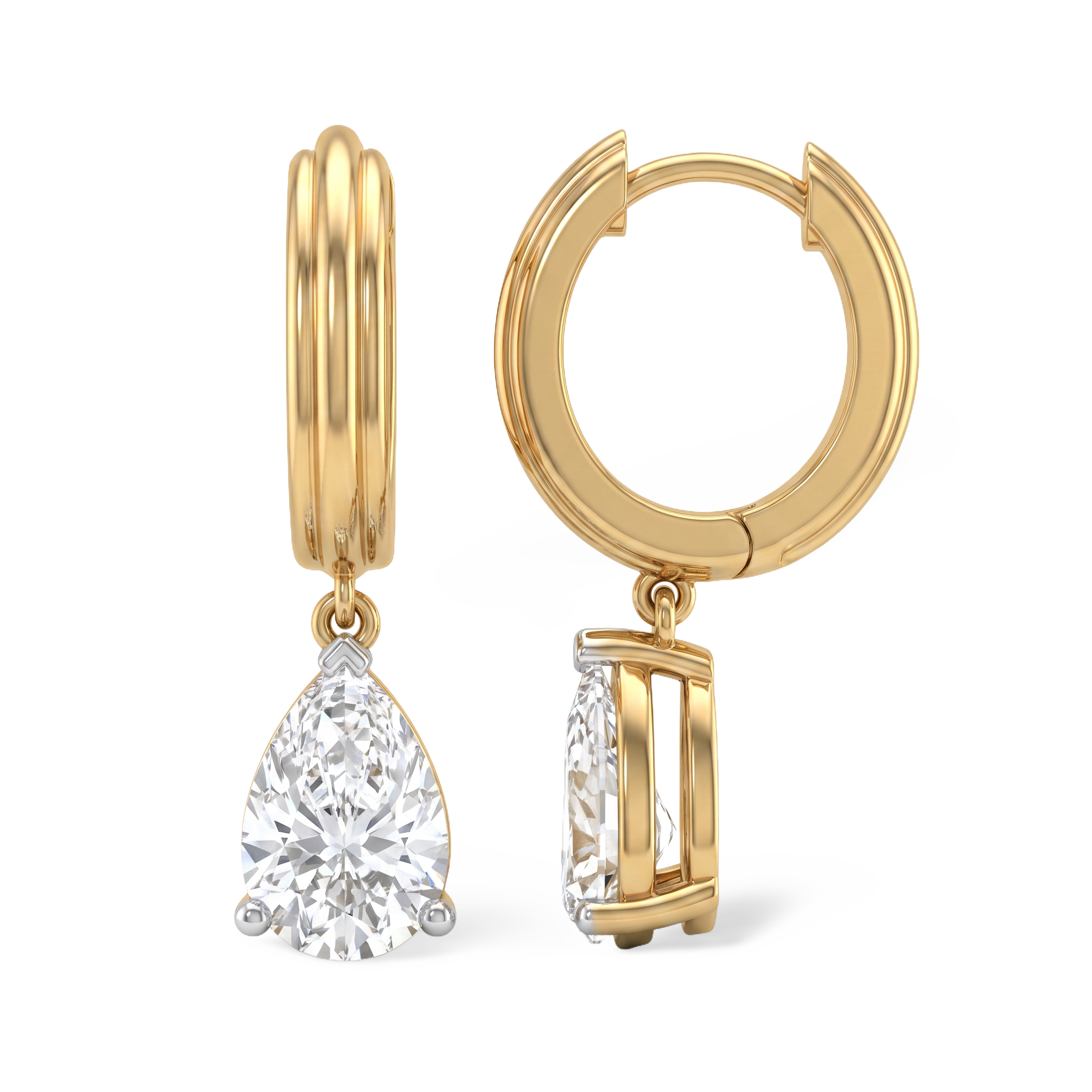 Elegant Pear Dangle Hoop Lab Grown Earring