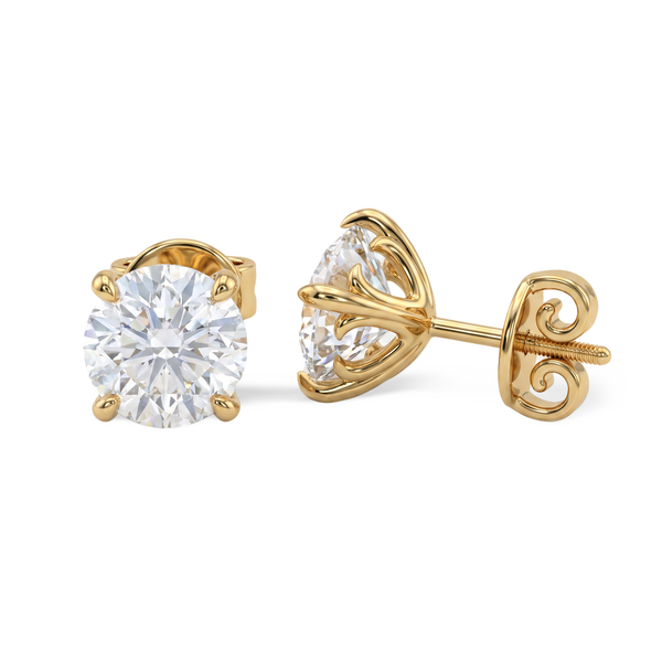 Elegant Floral Basket Diamond Stud