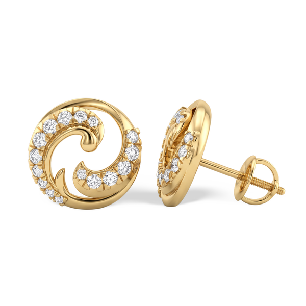 Graceful Round Swirl Lab Grown Diamond Stud Earrings