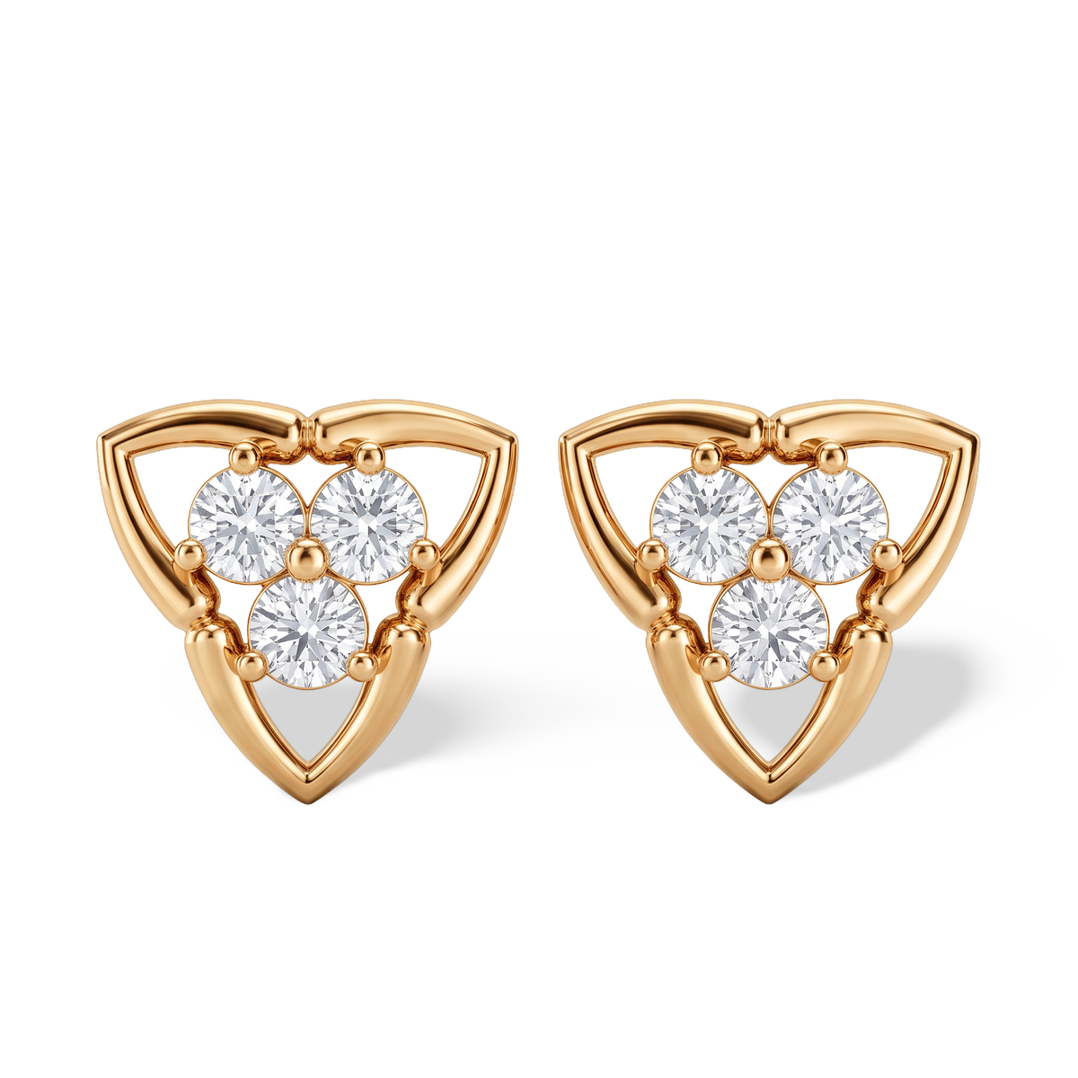 Mystic Triangular Round Diamond Lab Grown Stud Earrings