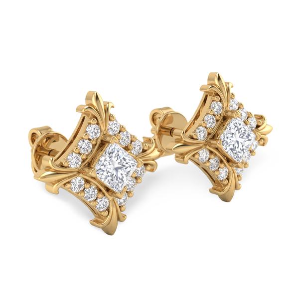 Rhombus Princess Lab-Grown Diamond Stud Earrings