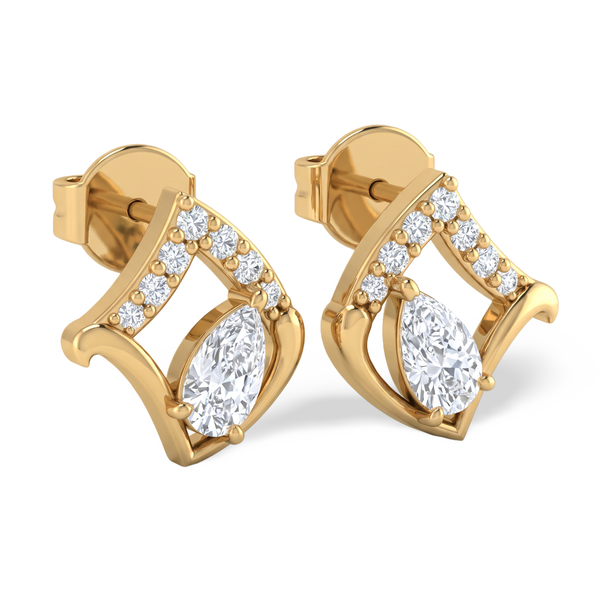 Celestial Geometric Pear Lab Grown Diamond Stud Earrings
