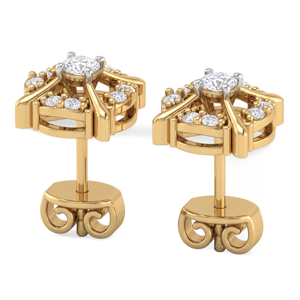Flora Round Diamond Lab-Grown Stud Earrings
