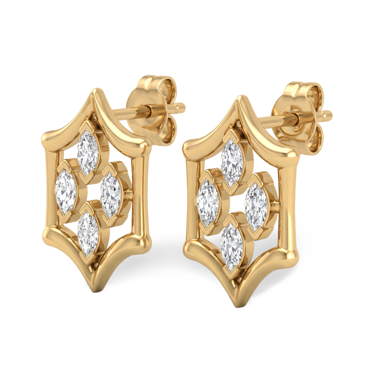 Graceful Bezel Shield Marquise Lab Grown Diamond Stud Earrings