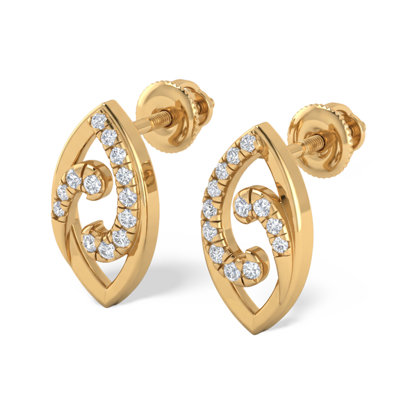 Elegance Swirl Navette Lab Grown Diamond Stud Earrings
