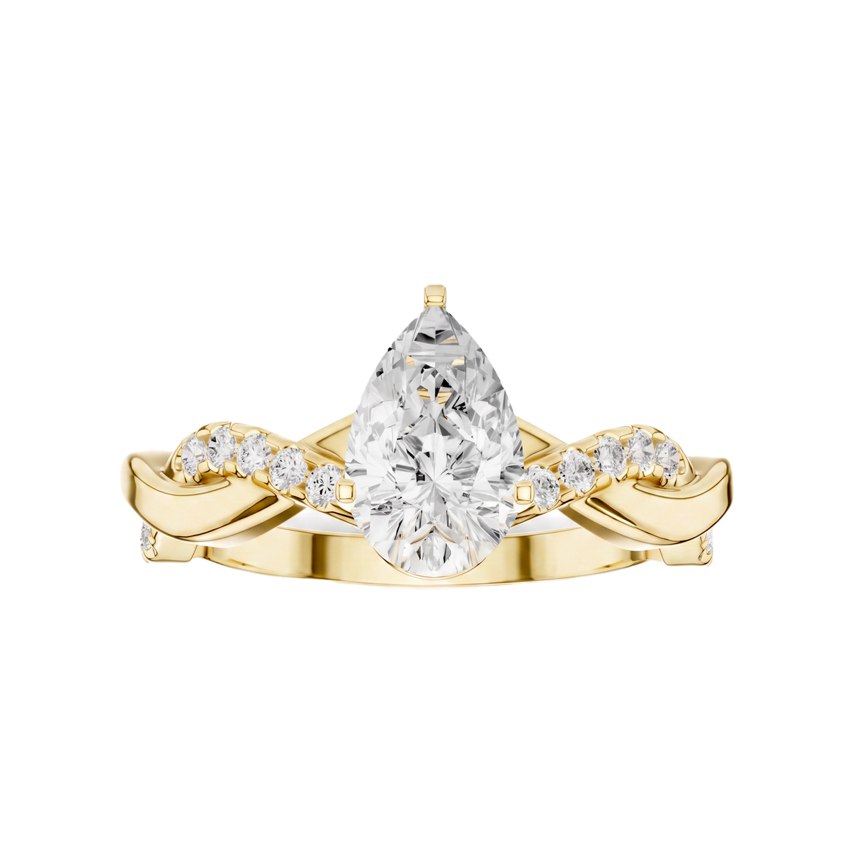 Twisted Band Pear Lab Grown Diamond Ring