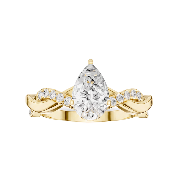Twisted Band Pear Lab Grown Diamond Ring