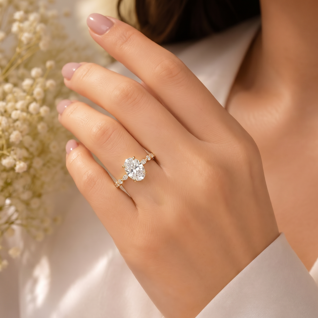 Alternate Marquise Oval Lab Grown Diamond Solitaire Ring