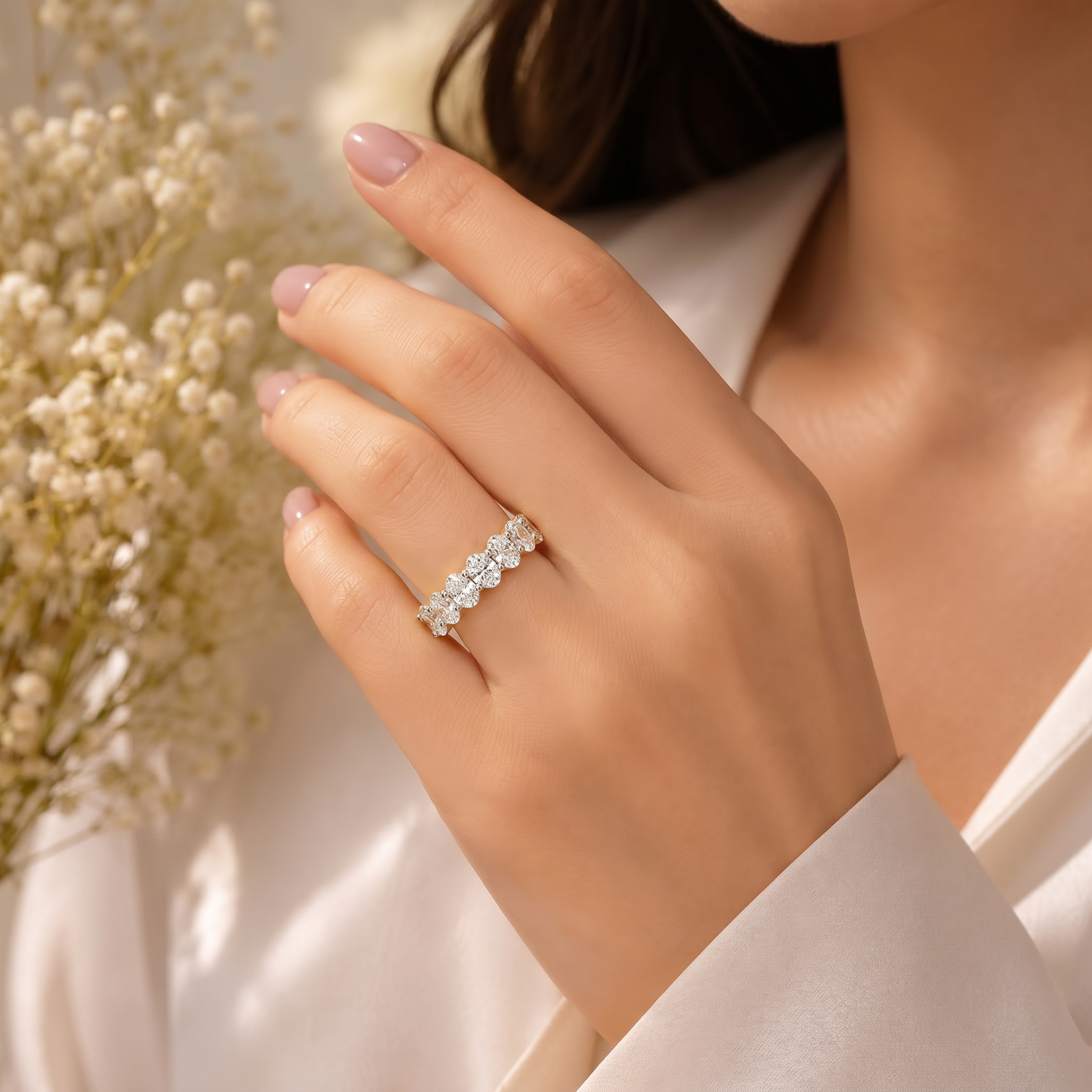 Classic Gold Half Eternity Lab Grown Diamond Ring