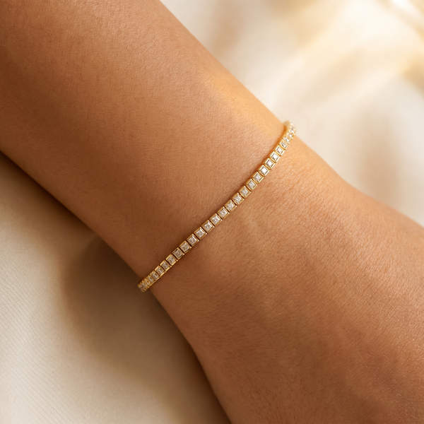 Princess Cut Channel Setting Lab Grown Diamond Bracelet