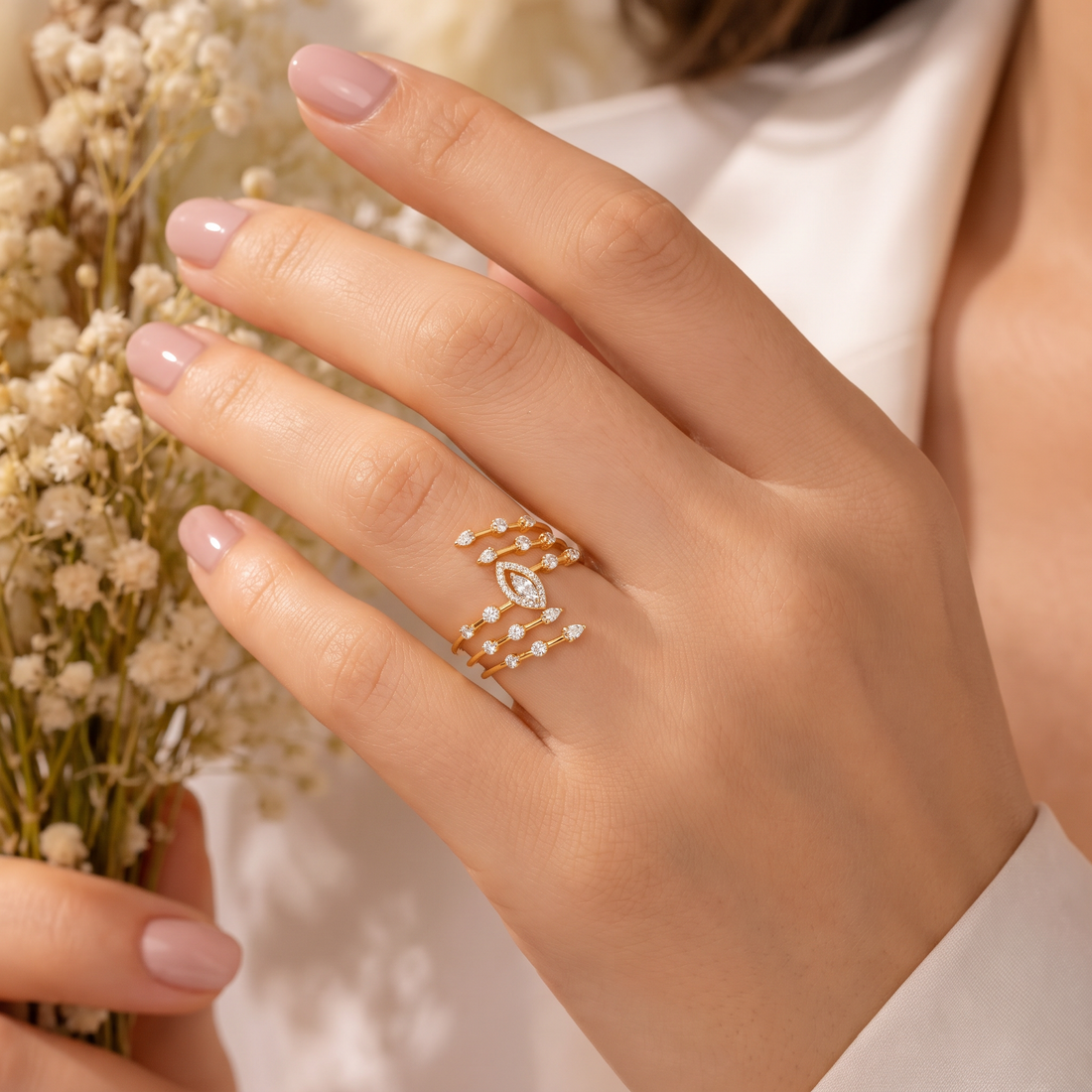 Spiral Lab Grown Diamond Cascade Ring