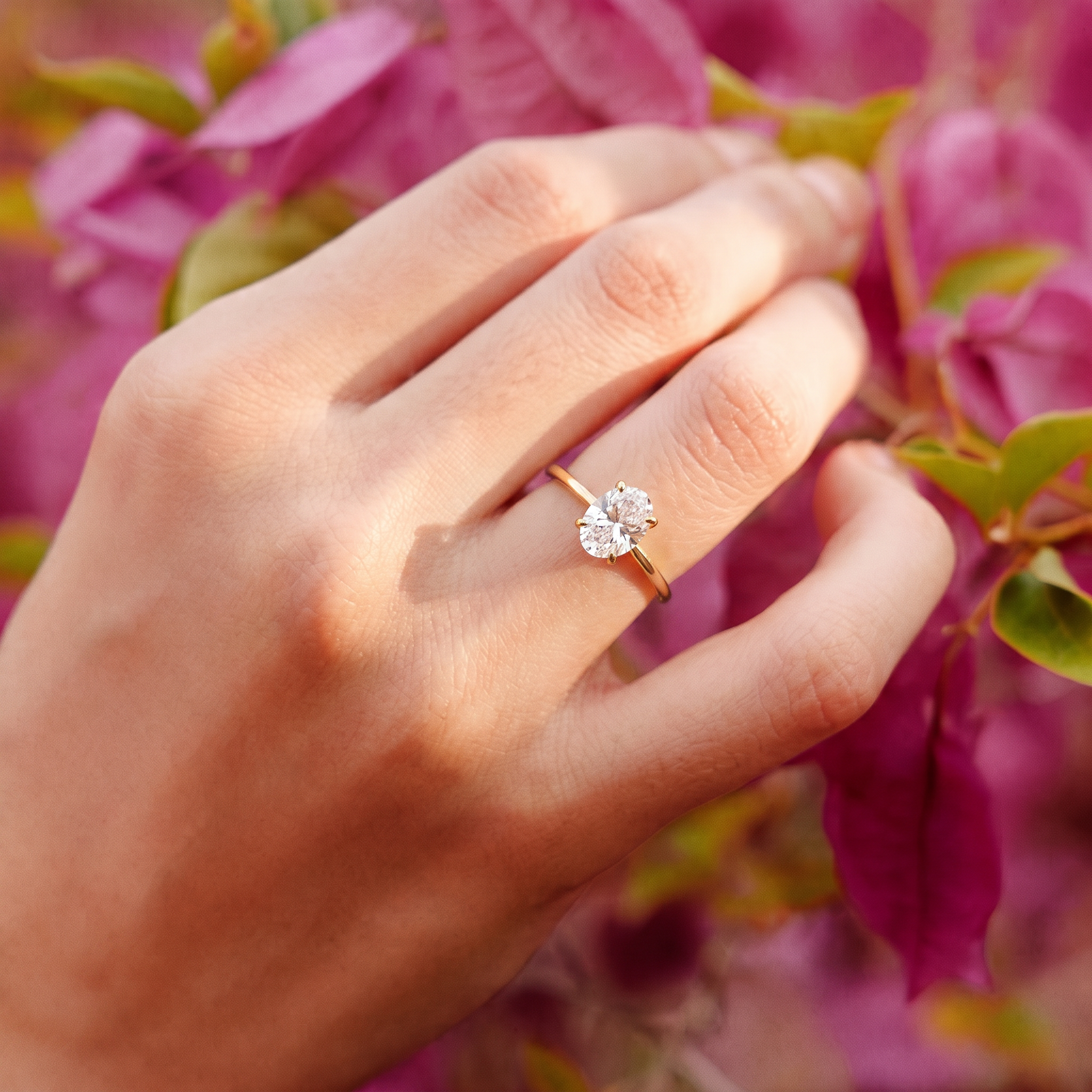 Graceful Oval Petal Lab Grown Diamond Ring