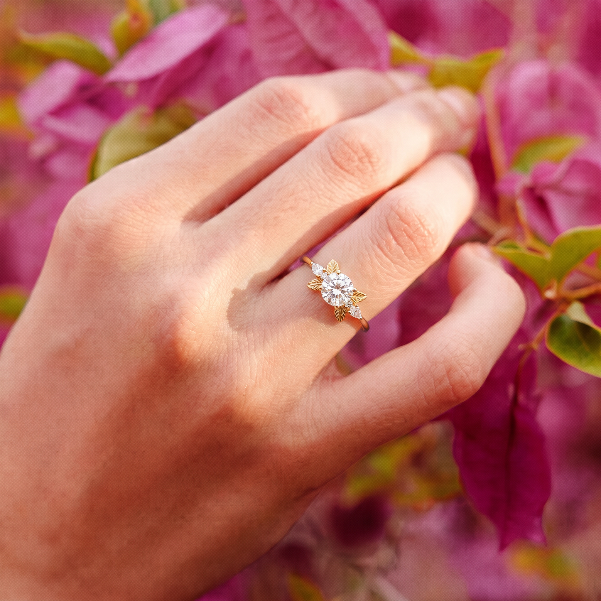 Petal Solitaire Round Lab Grown Diamond Ring