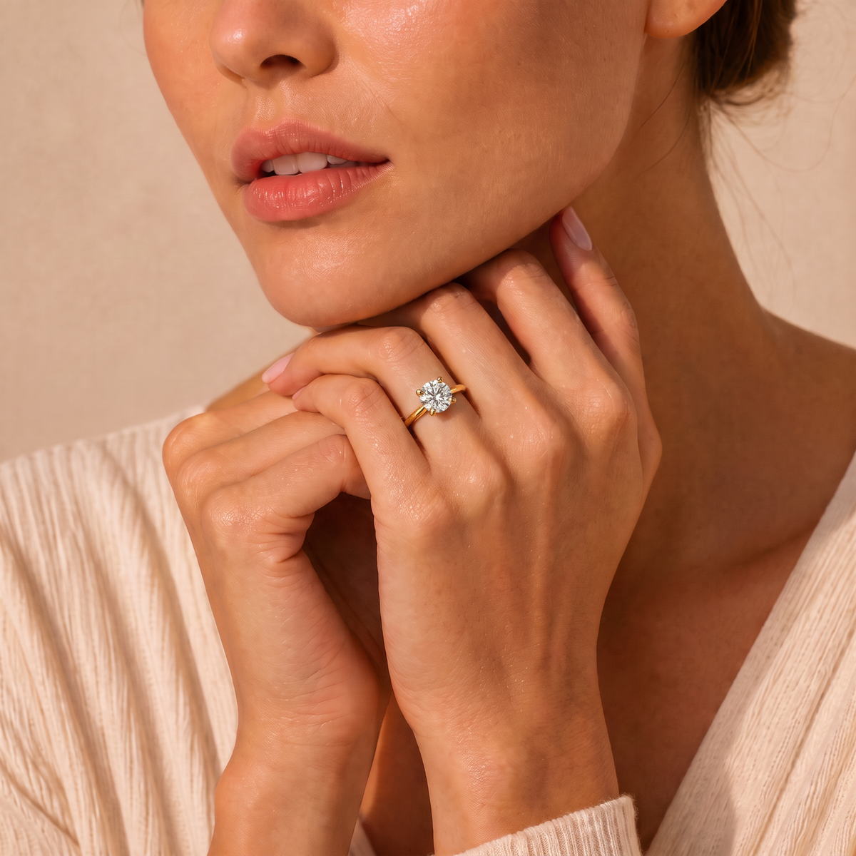 Ivory Curl Solitaire Diamond Ring