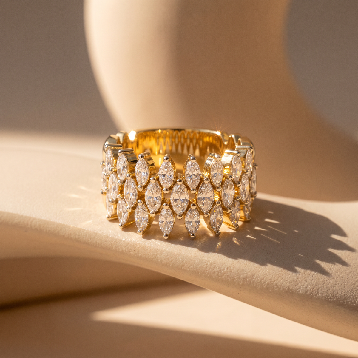 Multi Row Marquise Lattice Lab Grown Diamond Ring