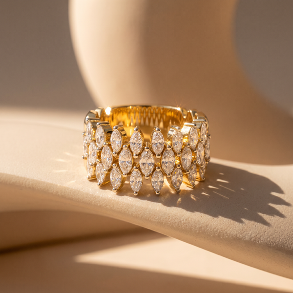 Multi Row Marquise Lattice Lab Grown Diamond Ring