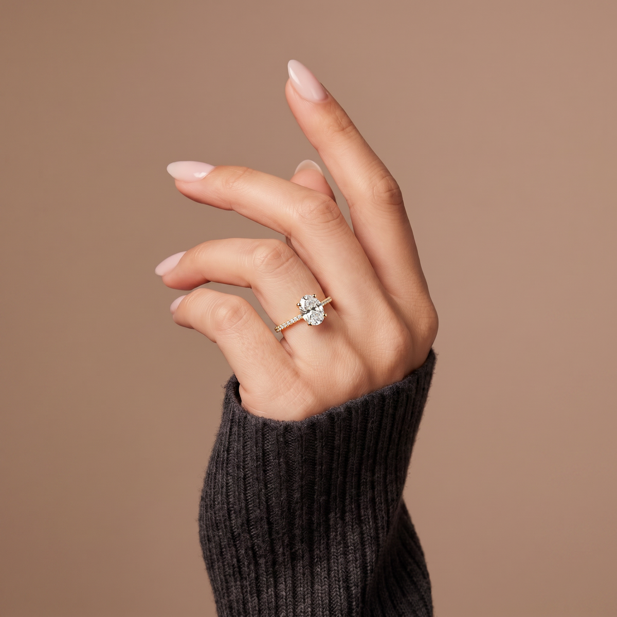 The Oval Radiance Pavé Lab Grown Solitaire Ring
