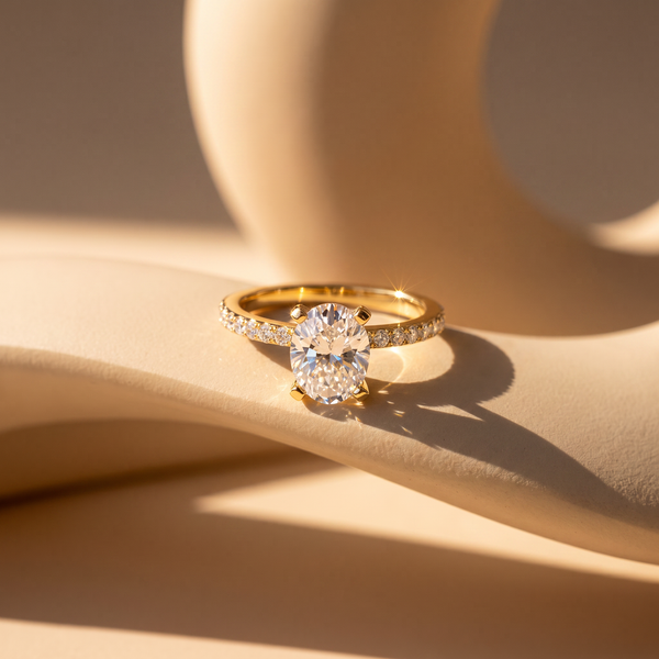 The Oval Radiance Pavé Lab Grown Solitaire Ring