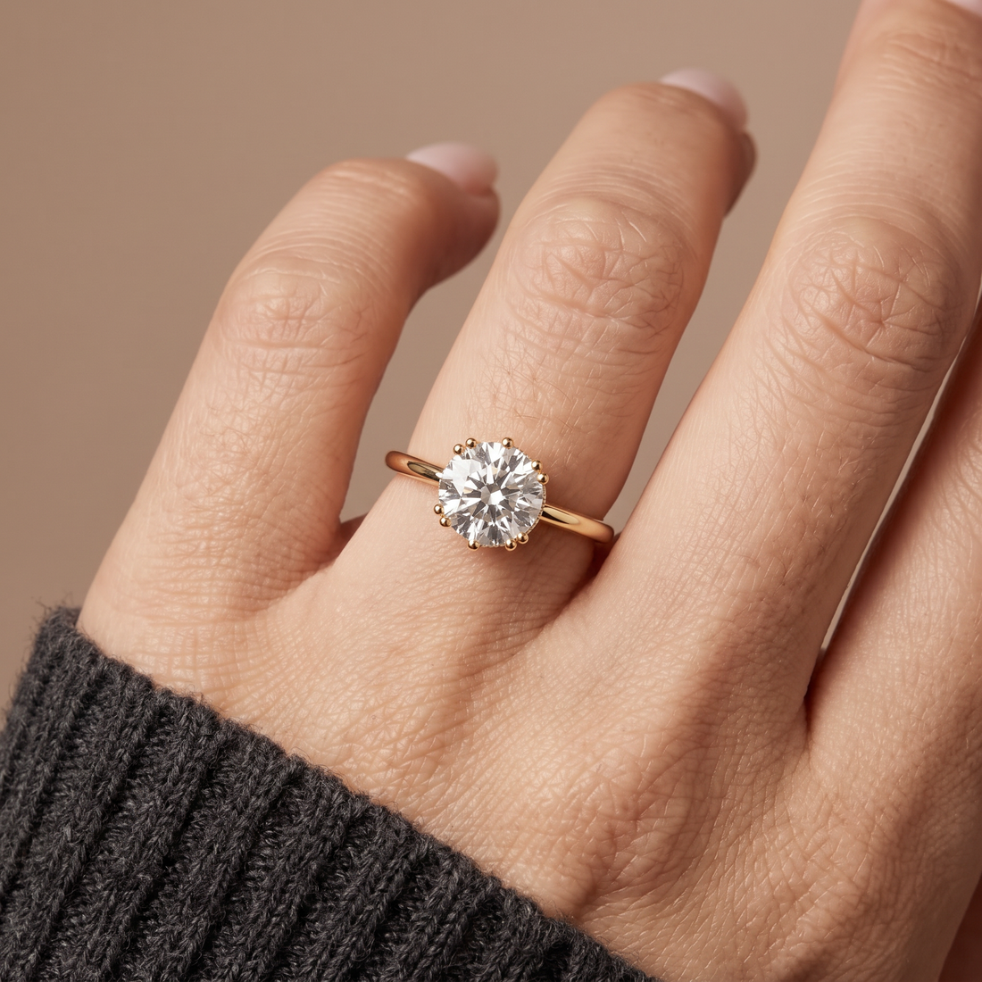 Multi Prong Round Lab Grown Diamond Ring
