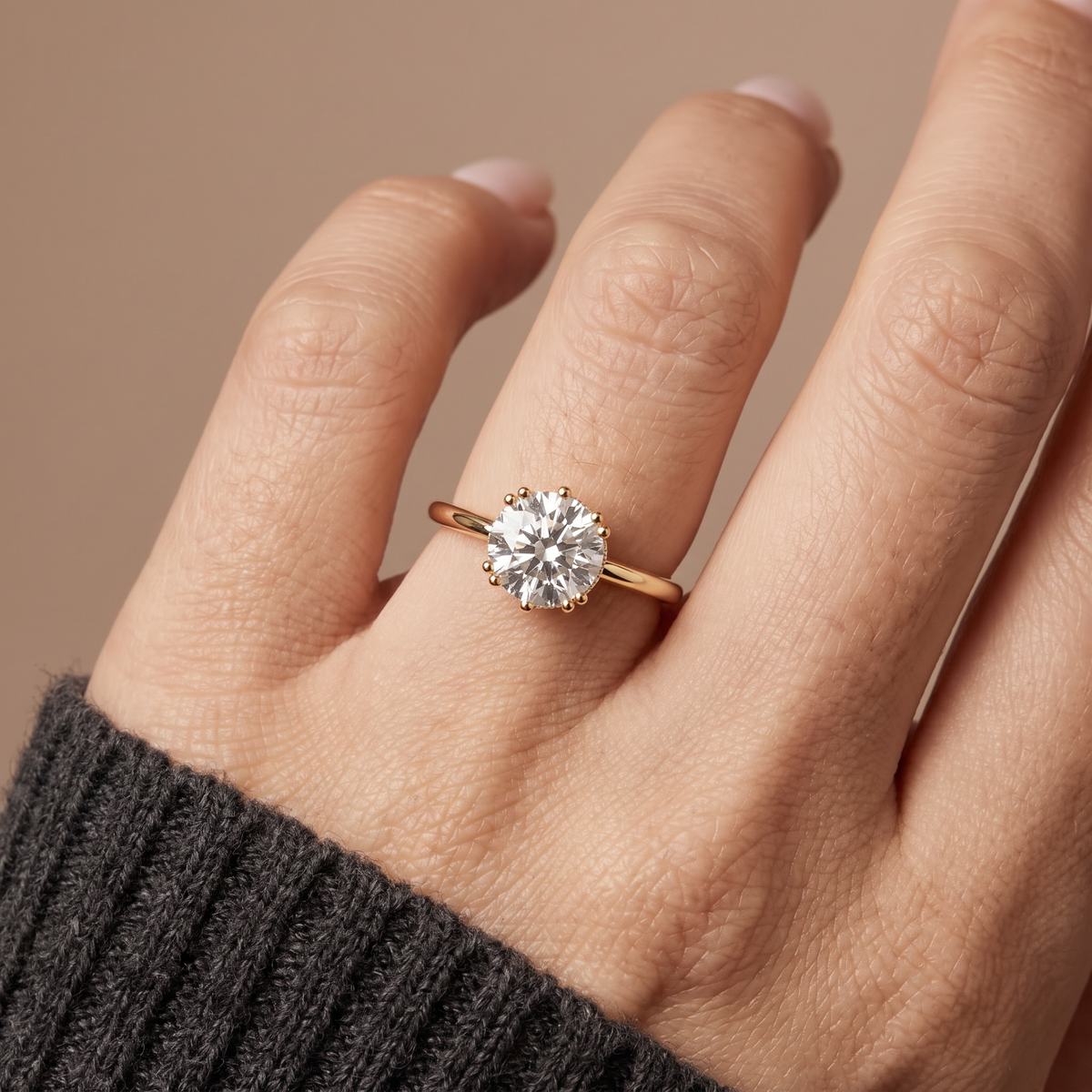 Multi Prong Round Lab Grown Diamond Ring