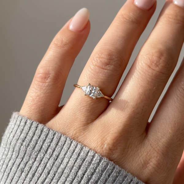 Princess Cut Trillion Lab Grown Diamond Ring