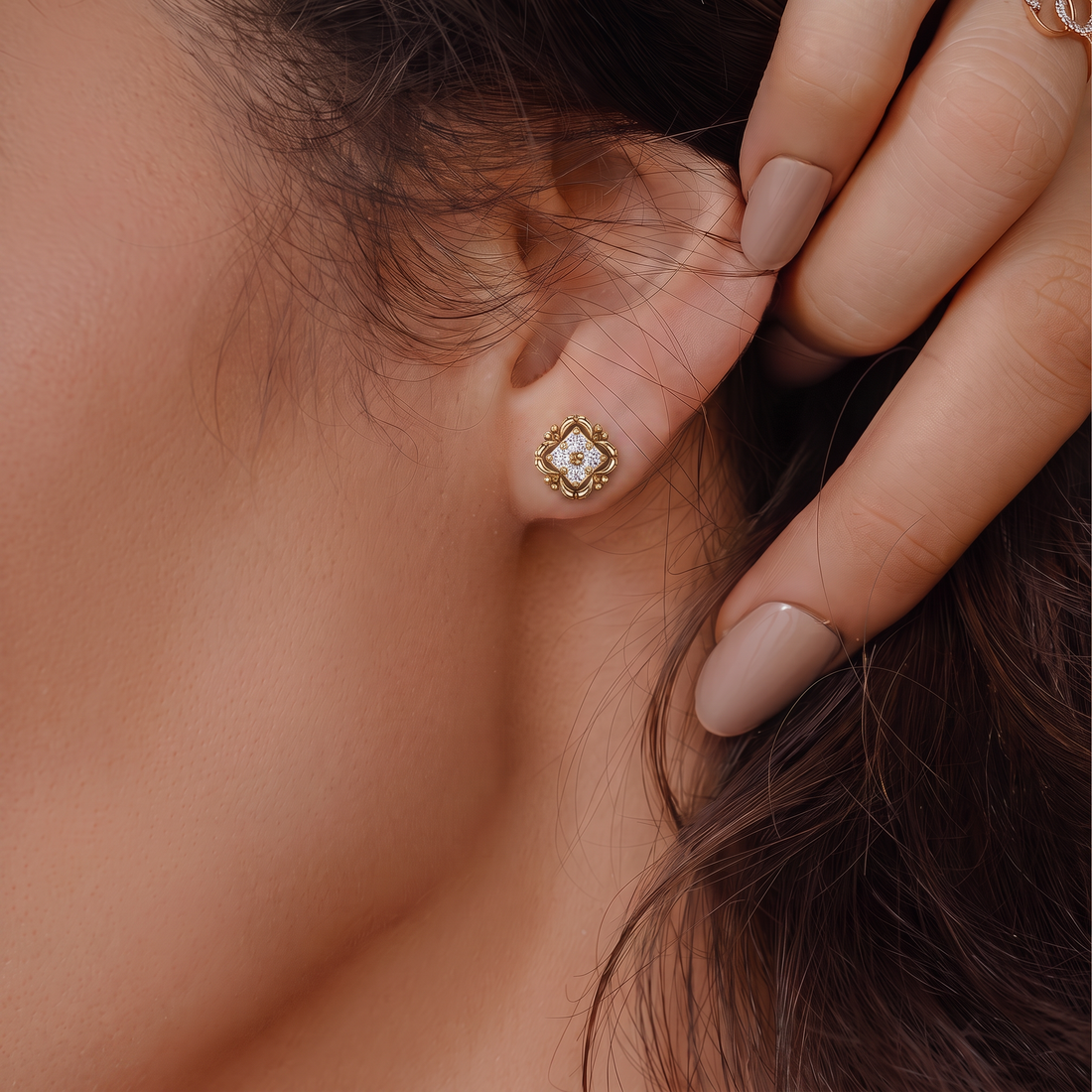 The Vintage Quad Cluster Stud Earrings