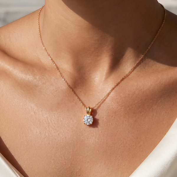 Unique Solitaire Round Solitaire Lab Grown Diamond Pendant