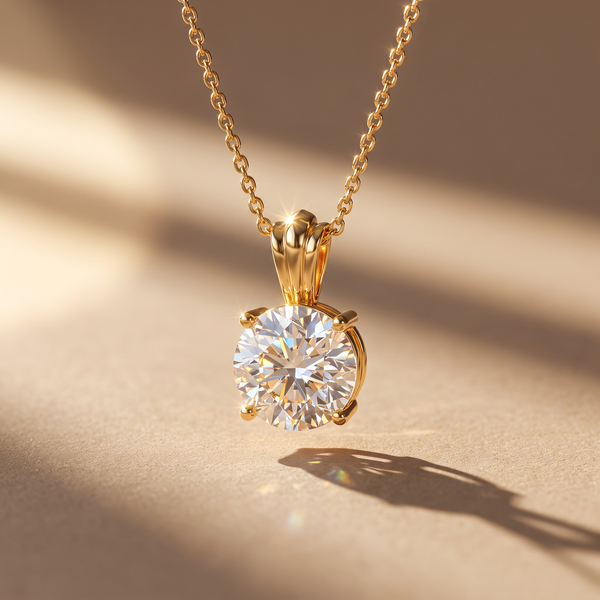 Unique Solitaire Round Solitaire Lab Grown Diamond Pendant