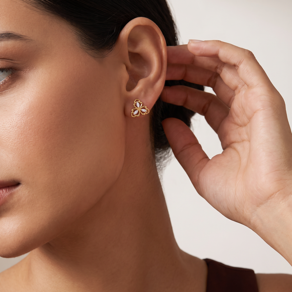 Exquisite Floral Marquise Lab Grown Diamond Stud Earrings
