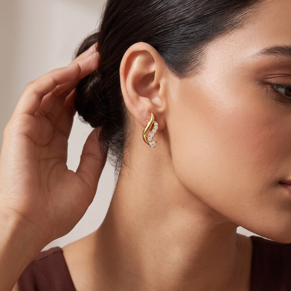 Swirl Round Lab Grown Diamond Stud Earrings