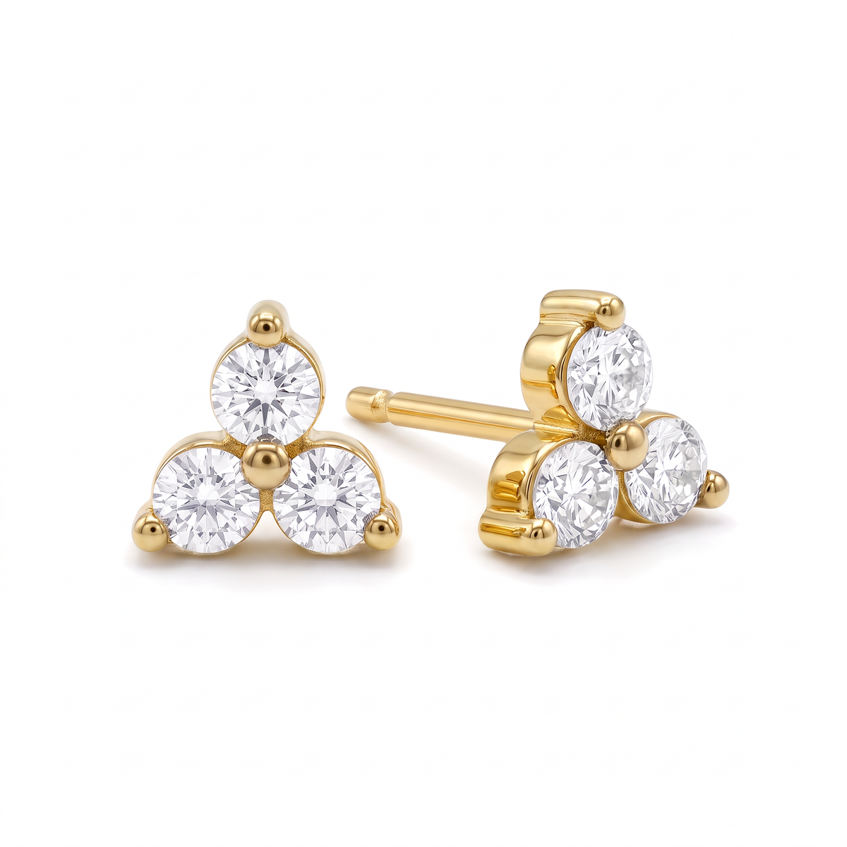 Three Stone Triad Round Lab Grown Diamond Second Piercing Earrings