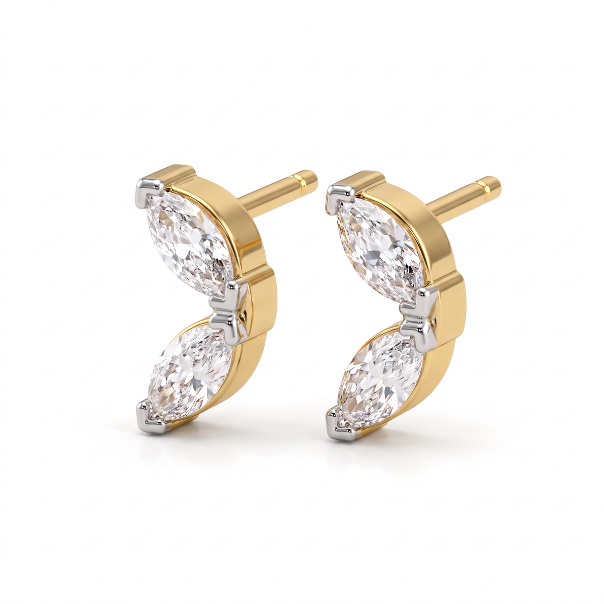 Two Stone Marquise Wing Lab Grown Diamond  Upper Lobe Piercing Studs